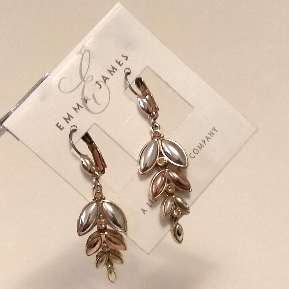 NEW Two Tone Gold Plated Drop Dangle Crystal Earrings Women Jewelry Gifts